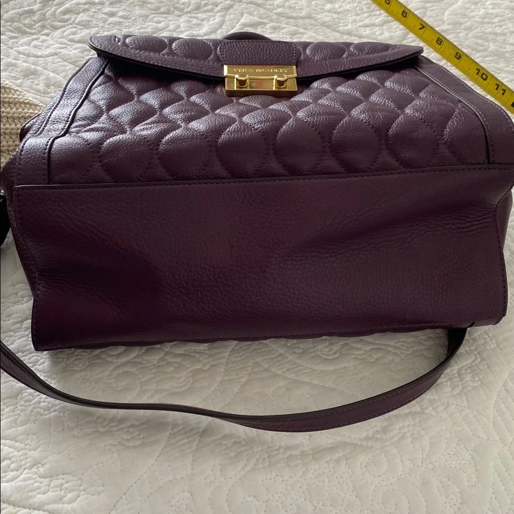 Vera Bradley Quilted Leather Stella Satchel in Aubergine with gold-tone hardware